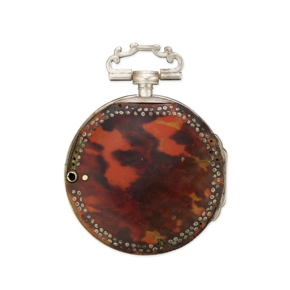 Jon. Michael Krumhuber, Vorchdorf Austria. A silver and under-painted horn pair case key wind po... - 2