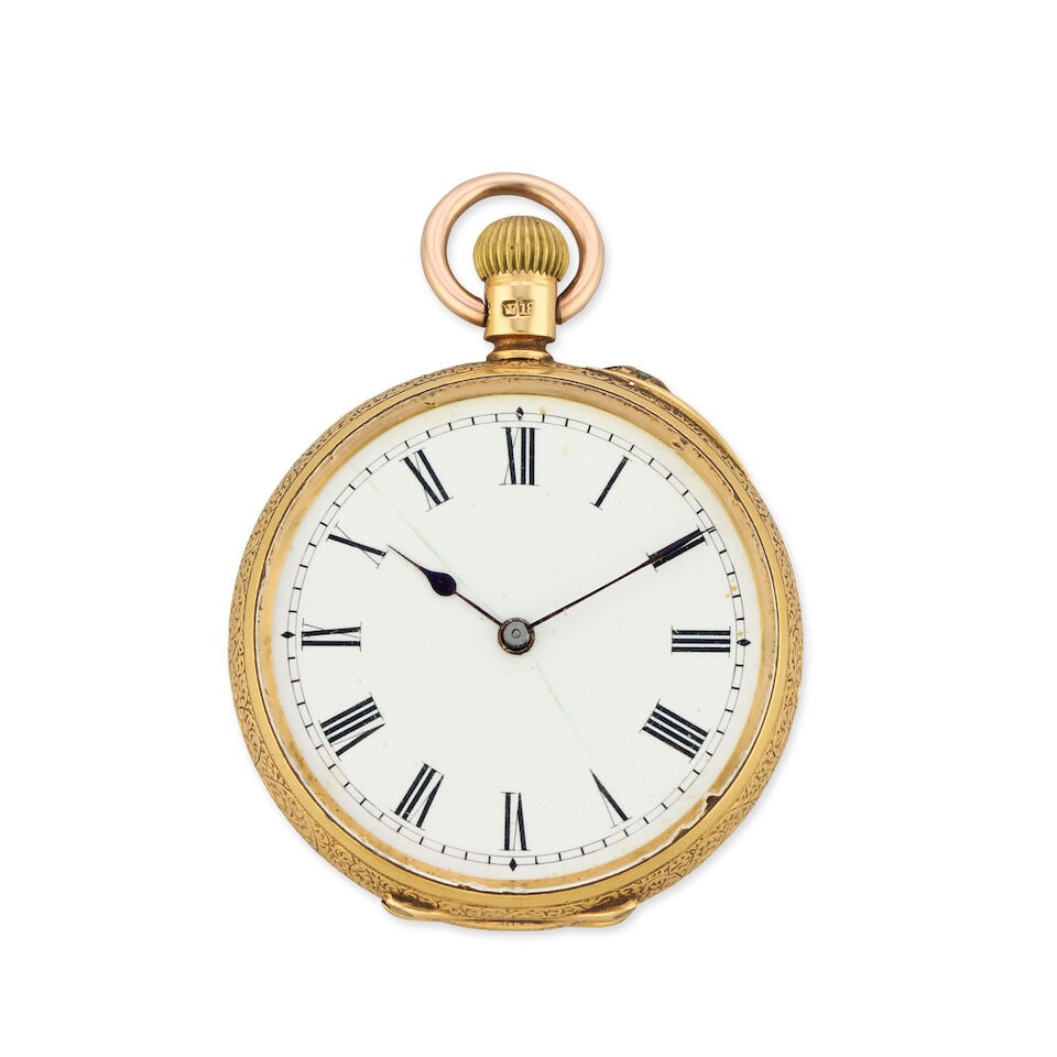 An 18K gold key wind open face pocket watch London Hallmark for 1887 (1 of 3)