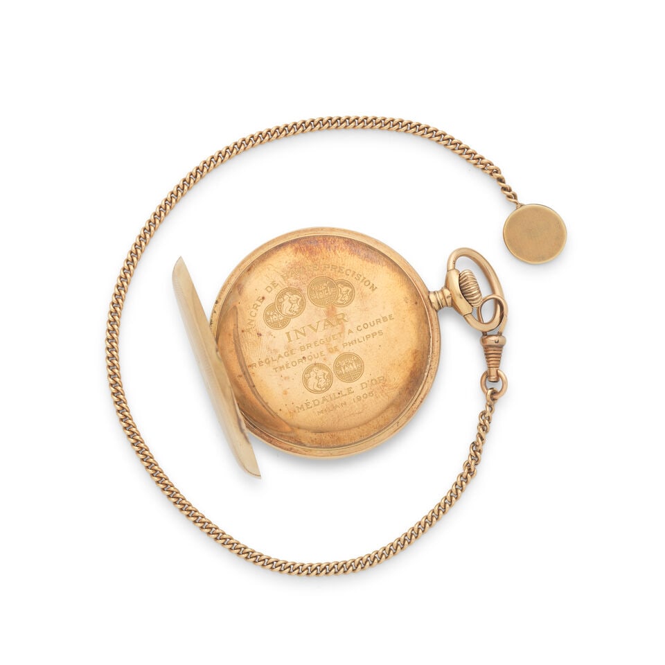Invar. A 14K gold keyless wind open face pocket watch - 4