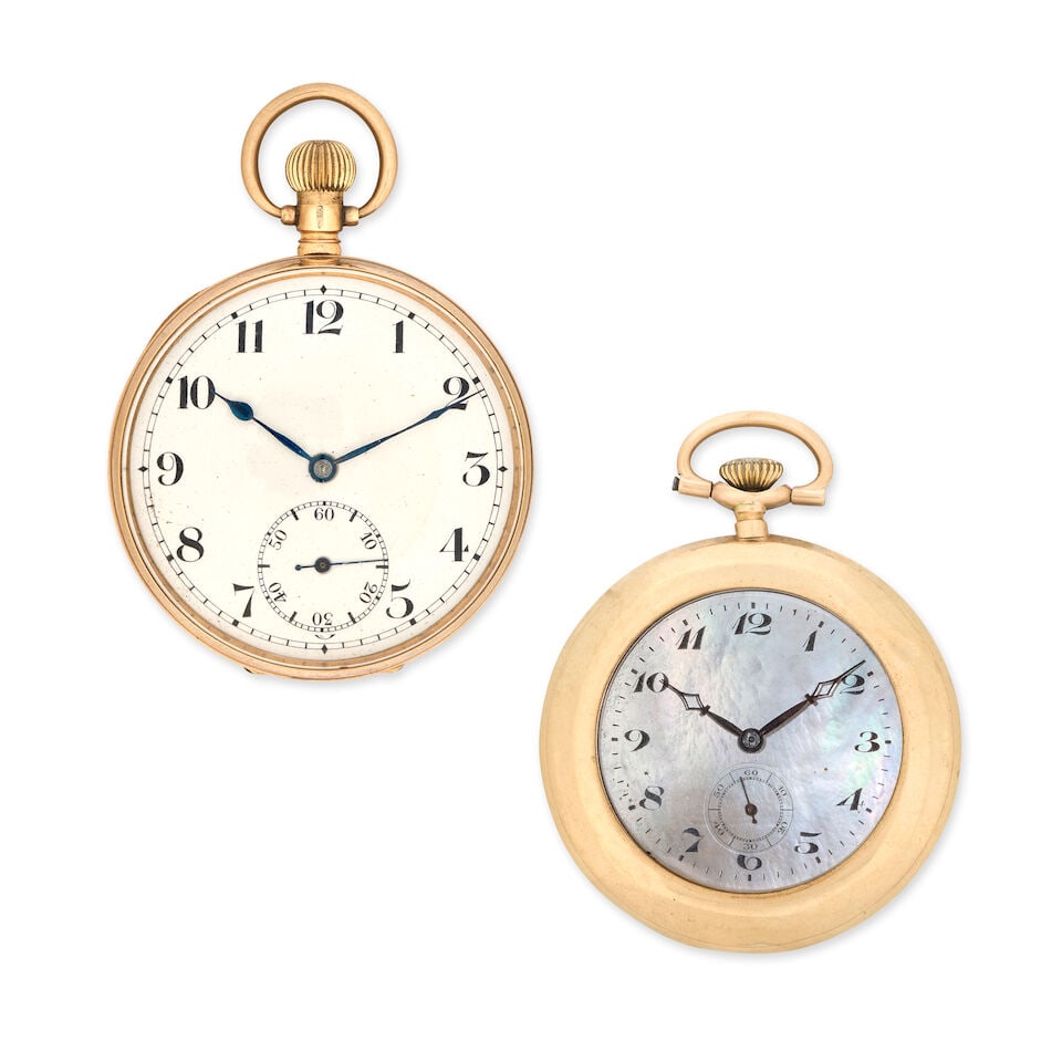 A lot of two 9K gold pocket watches (2) Various dates (1 of 2)