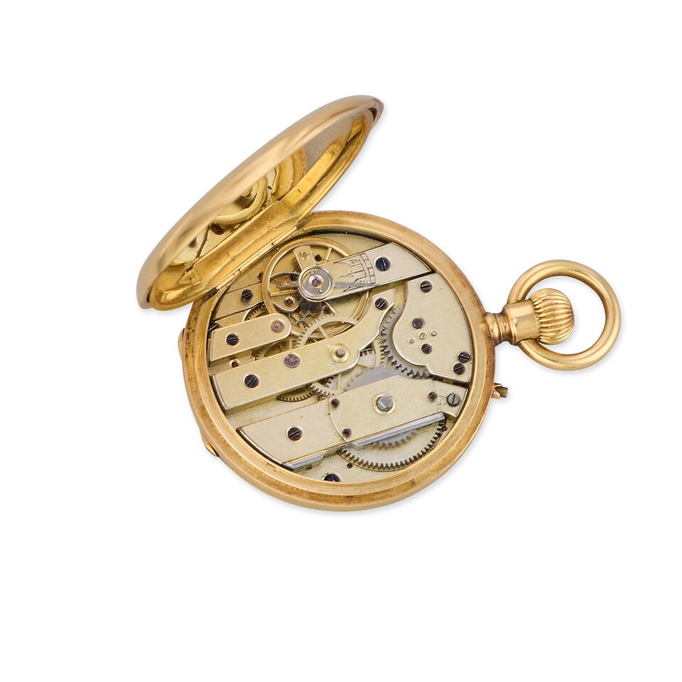 Lund & Blockley, 42 Pall Mall, London. An 18K gold keyless wind half hunter pocket watch Circa 1890 - 3