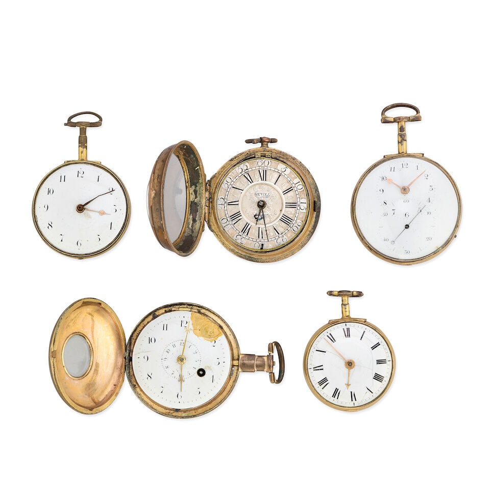 A lot of five gilt metal watches (5) Various dates - 3