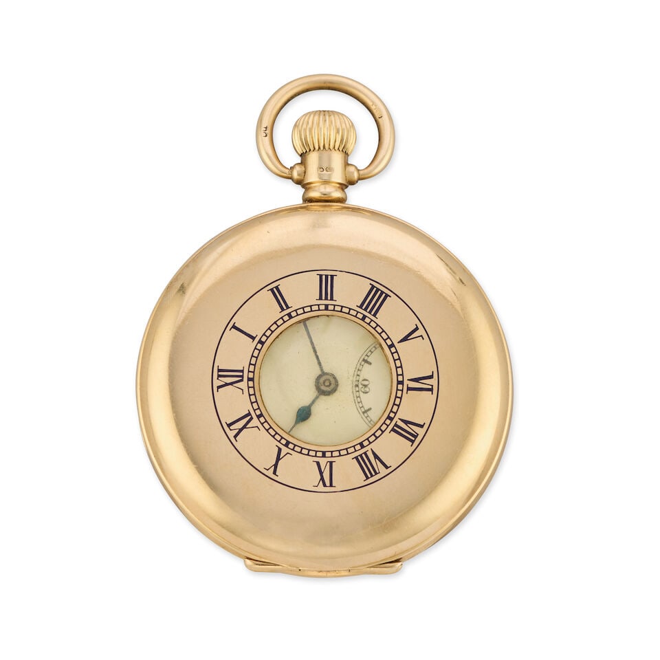 An 18K gold key wind half hunter pocket watch Birmingham Hallmark for 1922 - 3