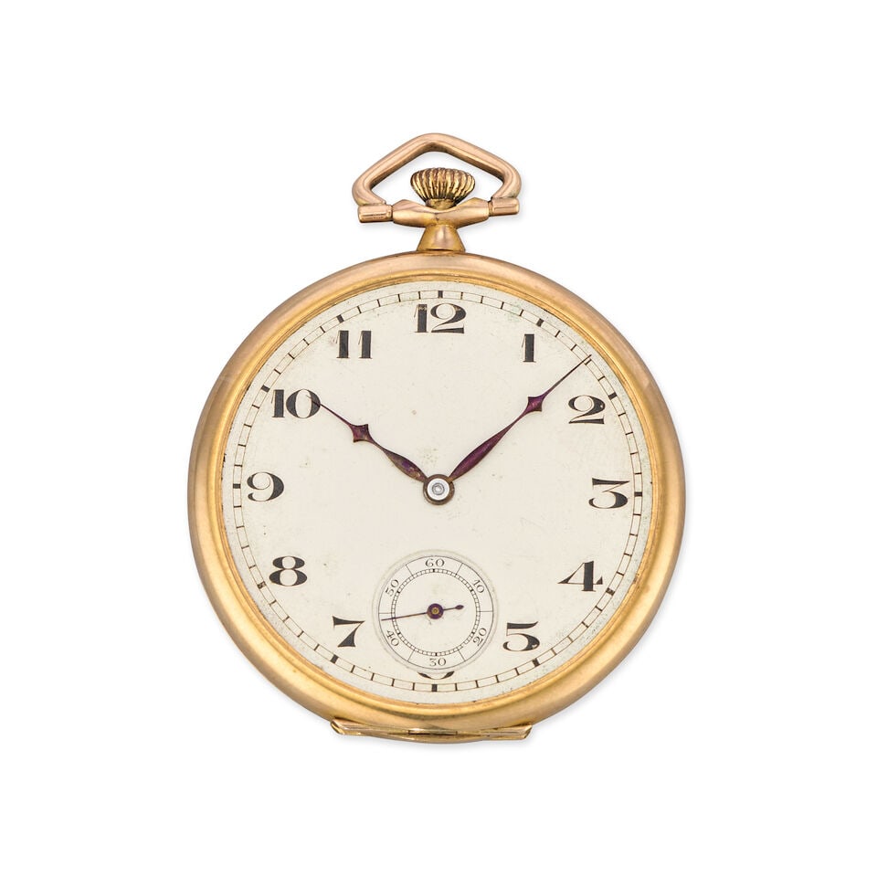 A 9K gold keyless wind open face pocket watch Glasgow import mark for 1924 (1 of 2)