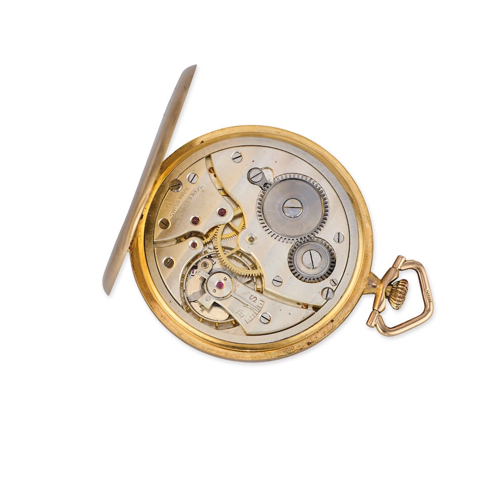 A 9K gold keyless wind open face pocket watch Glasgow import mark for 1924 - 2