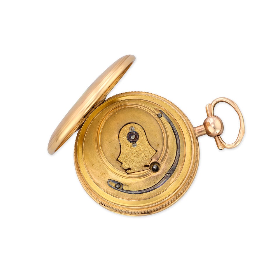 An 18K gold key wind open face pocket watch London Hallmark for 1806 - 3