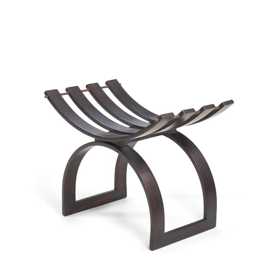 HARVEY PROBBER (1922-2003) 'Knights Bench,' Model 1173circa 1955ebonized mahogany, brass, unmark... - 2