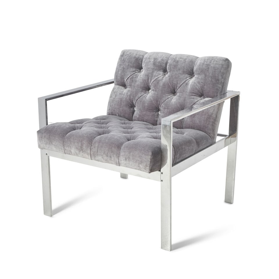 HARVEY PROBBER (1922-2003) Lounge Chair, Model 1427Acirca 1965upholstery, aluminum, unmarkedheig... (1 of 2)