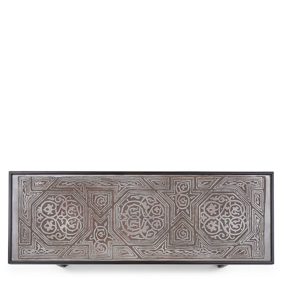 HARVEY PROBBER (1922-2003) AND ARPAD ROSTI (1909-1999) Coffee Table, Model 13221950sengraved pew... - 2