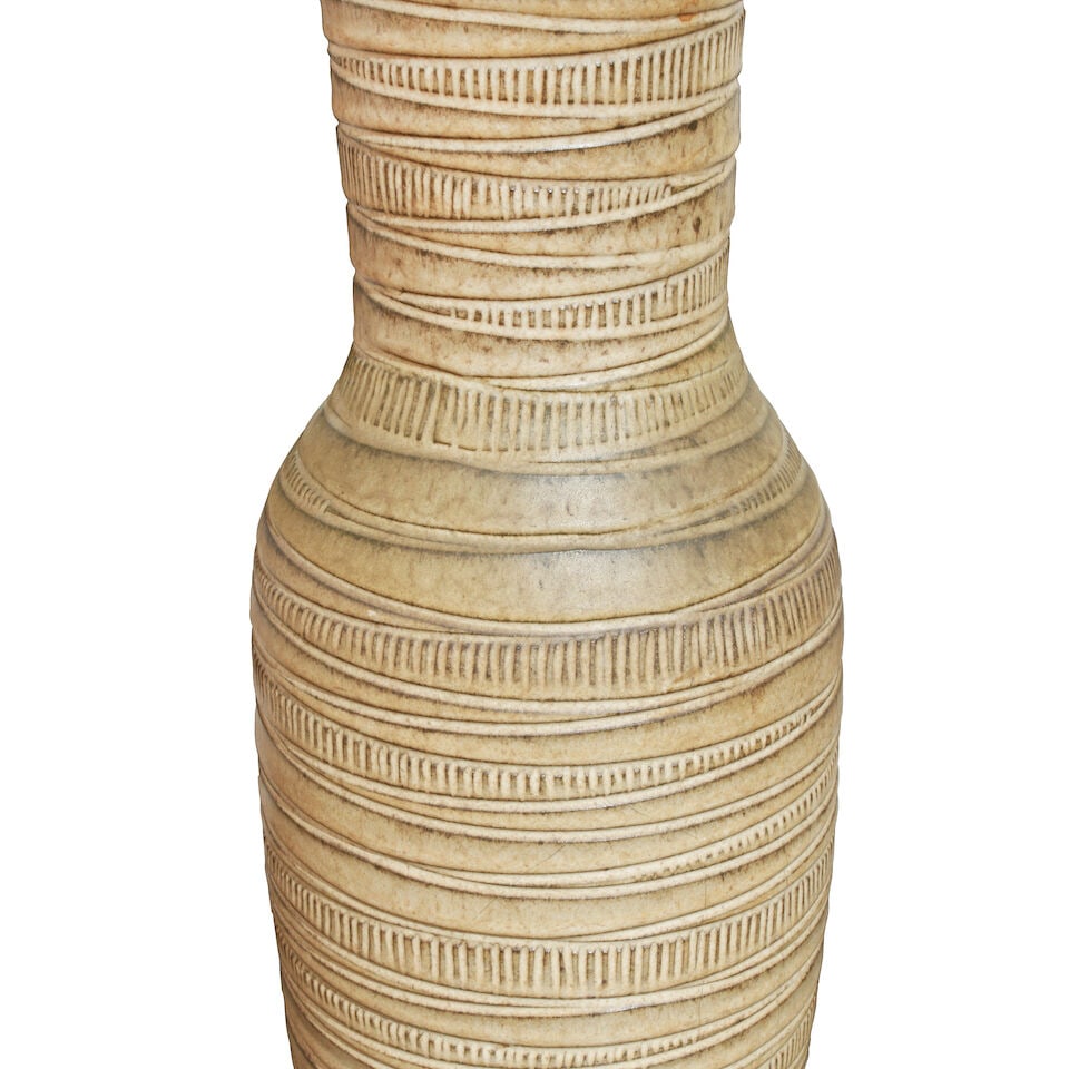 LEE ROSEN FOR DESIGN TECHNICS Table Lampcirca 1955glazed and carved earthenware, two sockets, fa... - 3