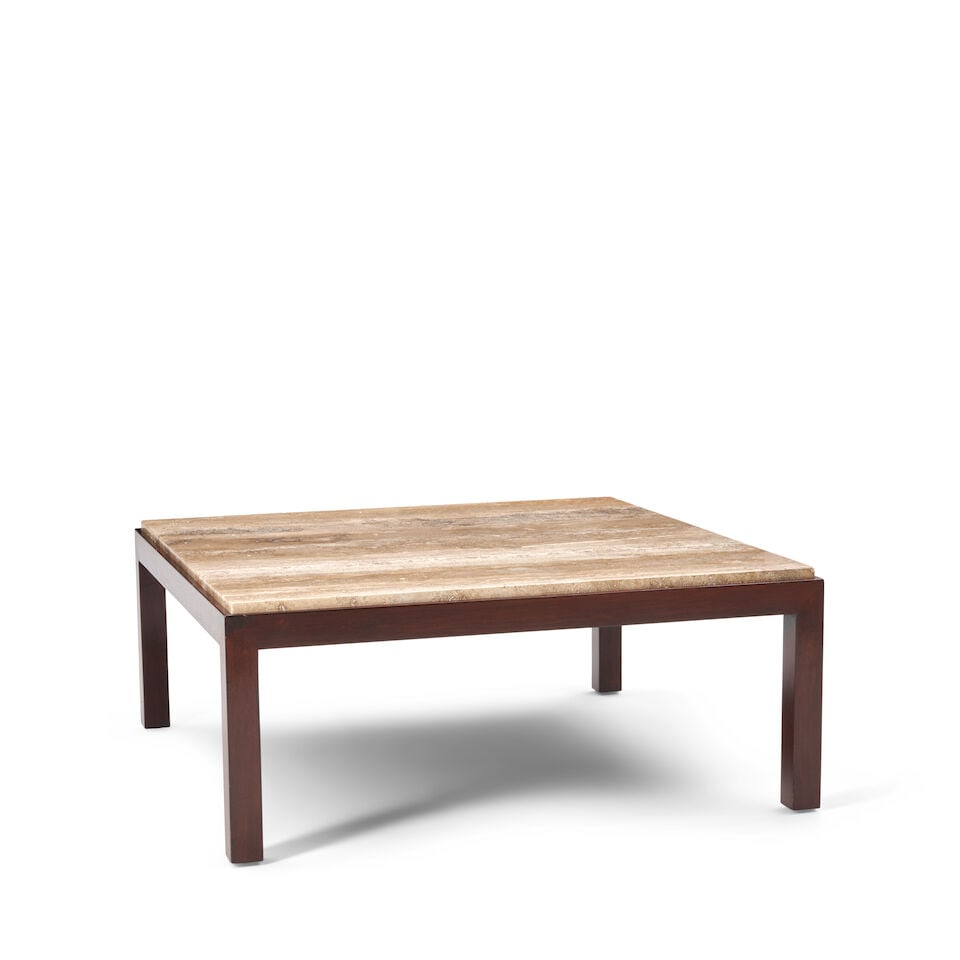 EDWARD WORMLEY (1907-1995) FOR DUNBAR Parsons style Coffee Table, model no. 52061952travertine, ... - 2