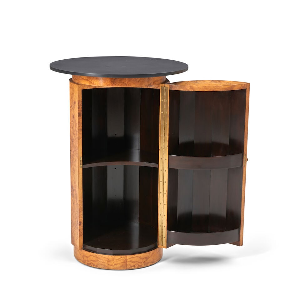 EDWARD WORMLEY (1907-1995) FOR DUNBAR Pedestal Cabinet, model no. 6302B1963olivewood, slate, bra... - 2