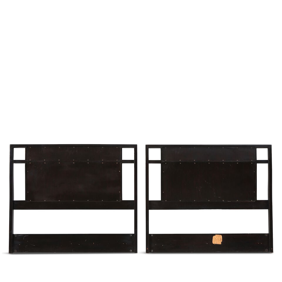 EDWARD WORMLEY (1907-1995) FOR DUNBAR Pair of Twin Headboards1950slacquered mahogany, cane panel... - 2