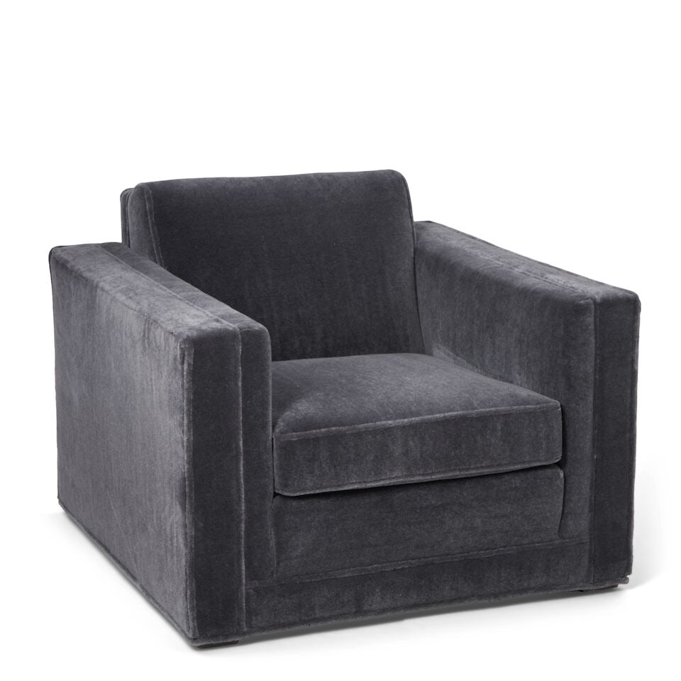 ATTRIBUTED TO HARVEY PROBBER Clean Line Club Chair1940smohair upholstery, wood frame, unmarkedhe... - 2