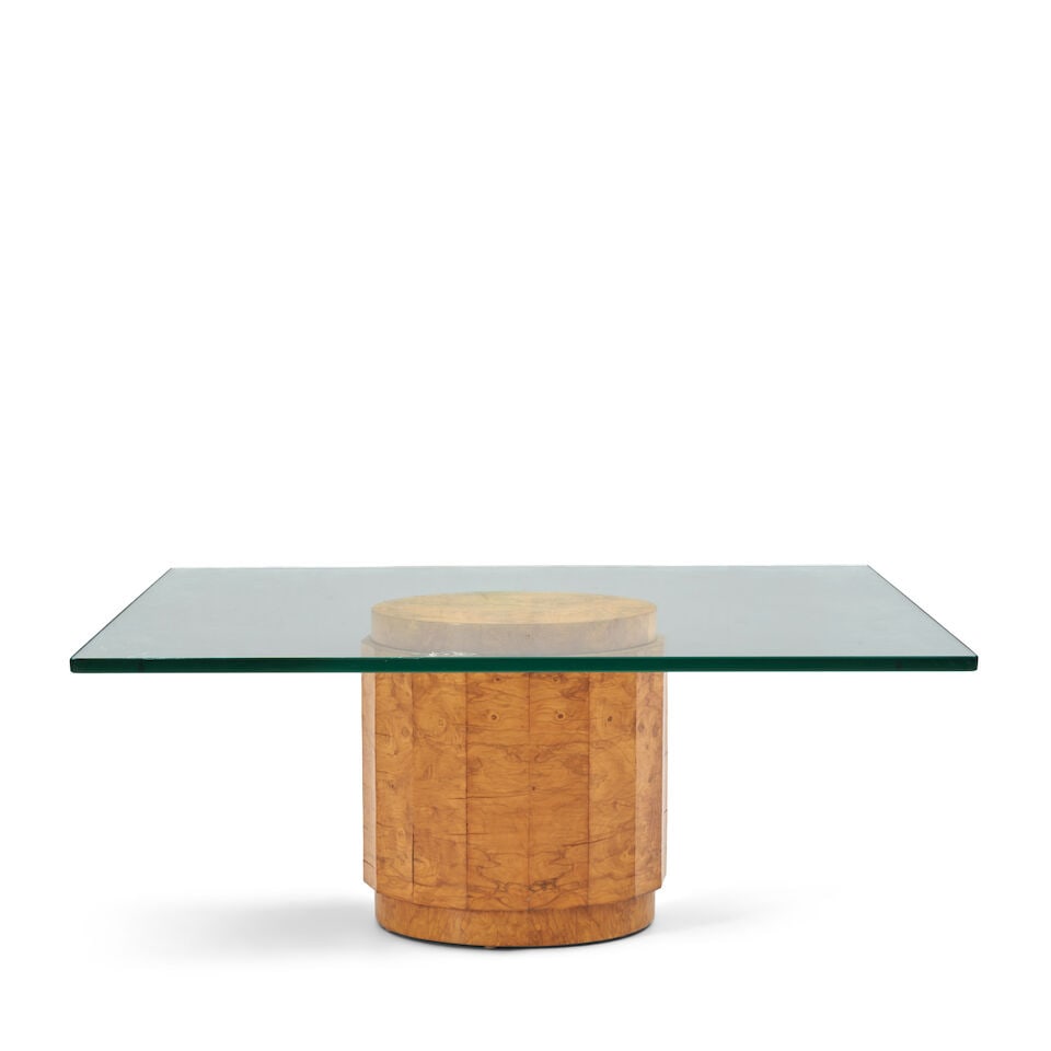 EDWARD WORMLEY (1907-1995) FOR DUNBAR Coffee Table, model no. 6302G1963olivewood, glass, maker's... (1 of 2)