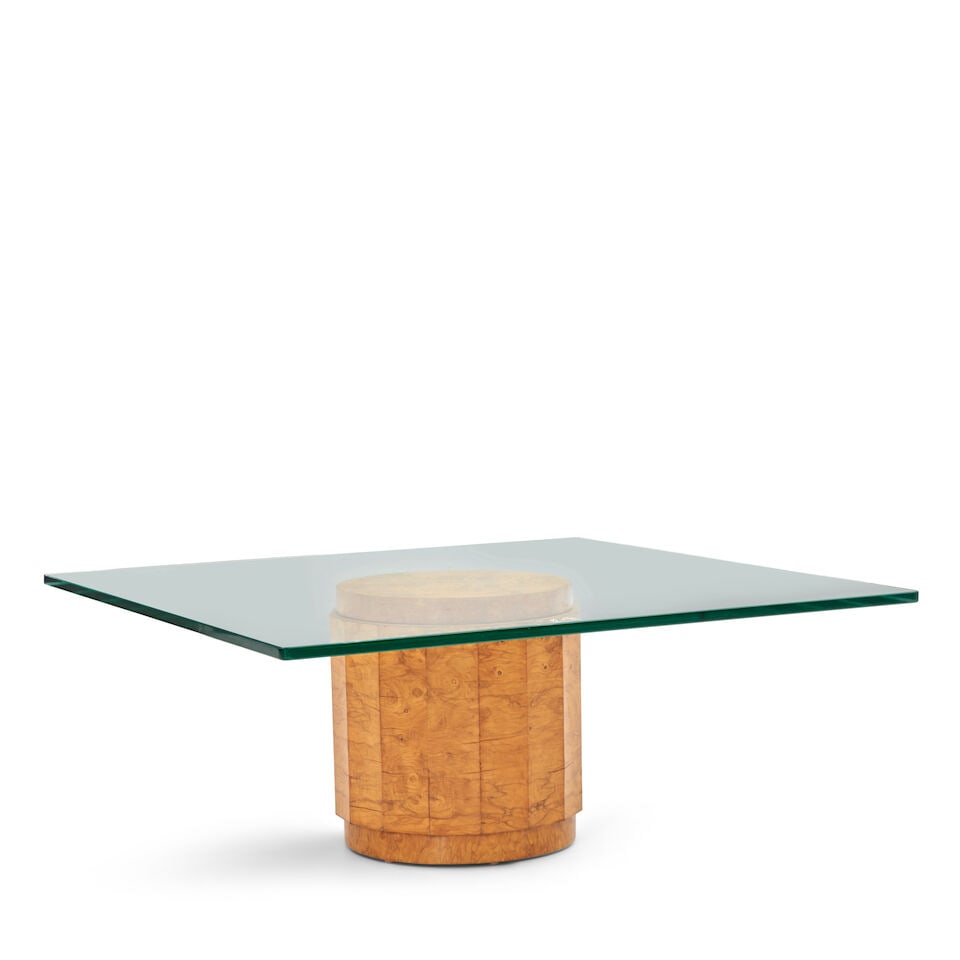 EDWARD WORMLEY (1907-1995) FOR DUNBAR Coffee Table, model no. 6302G1963olivewood, glass, maker's... - 2