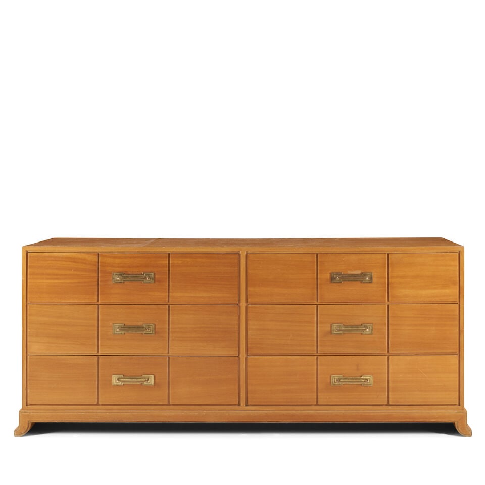 TOMMI PARZINGER (1930-1991) FOR CHARAK MODERN Long Chest of Drawerscirca 1960walnut, brass, manu... (1 of 2)