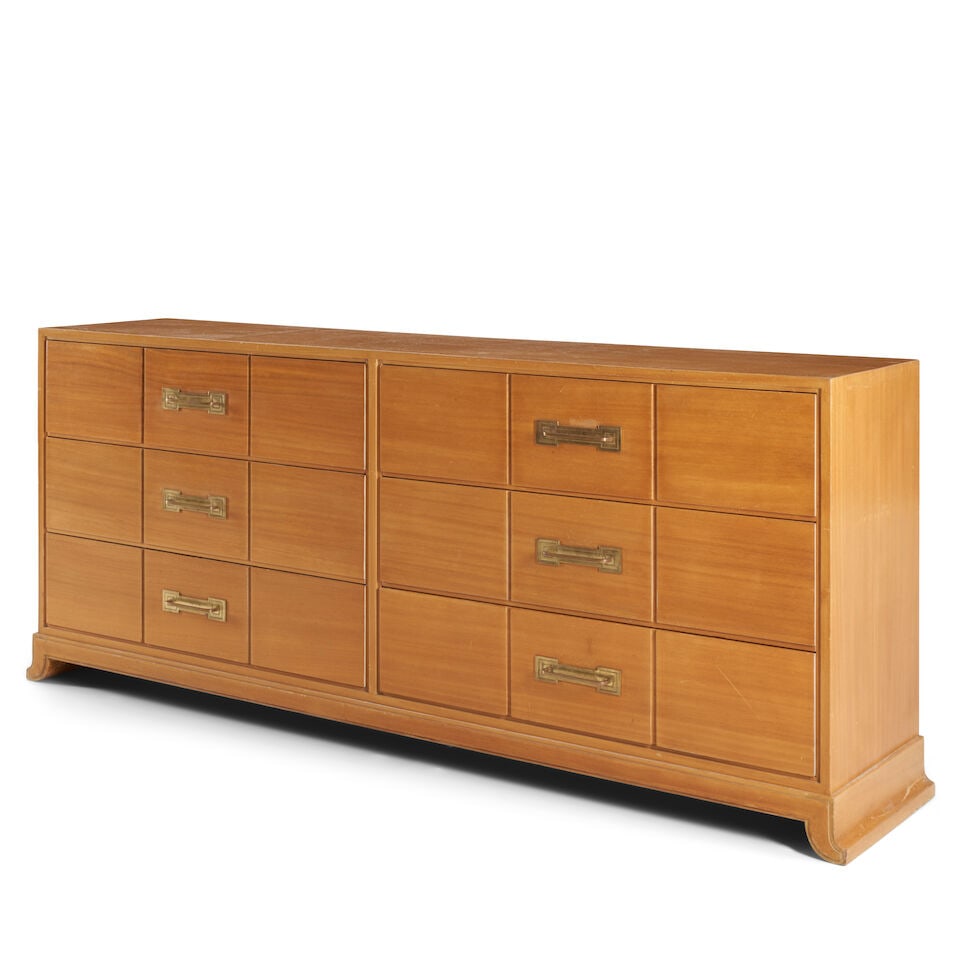 TOMMI PARZINGER (1930-1991) FOR CHARAK MODERN Long Chest of Drawerscirca 1960walnut, brass, manu... - 2