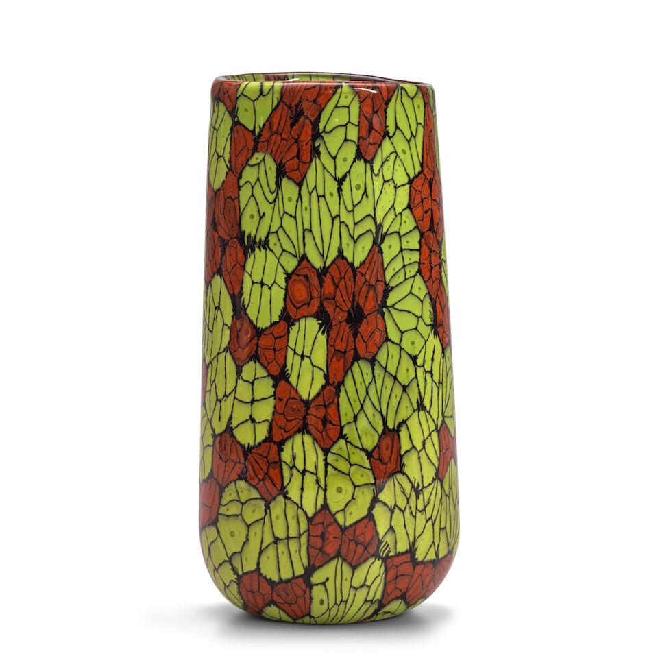 VITTORIO FERRO (1932-2012) Vasecirca 1990Murrine glass, unmarkedheight 10 7/8in; width 4 1/2in (1 of 2)
