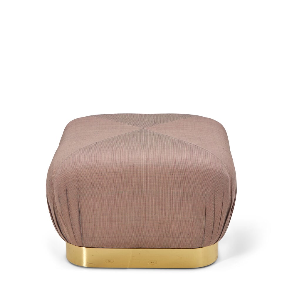 KARL SPRINGER (1931-1991) 'Souffle' Ottomancirca 1980upholstery, lacquered brass, casters, unmar... (1 of 2)