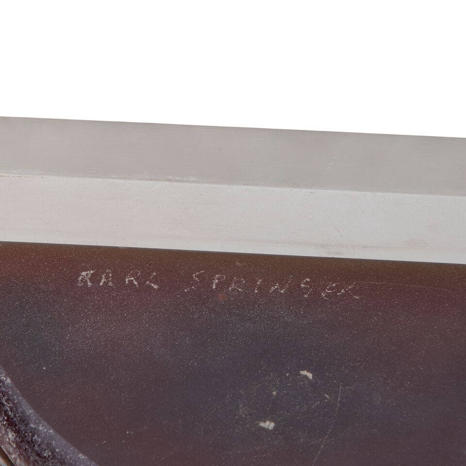 KARL SPRINGER (1931-1991) 'Venetian Wall Sconce'1980amber glass, Lucite, patinated bronze, steel... - 2