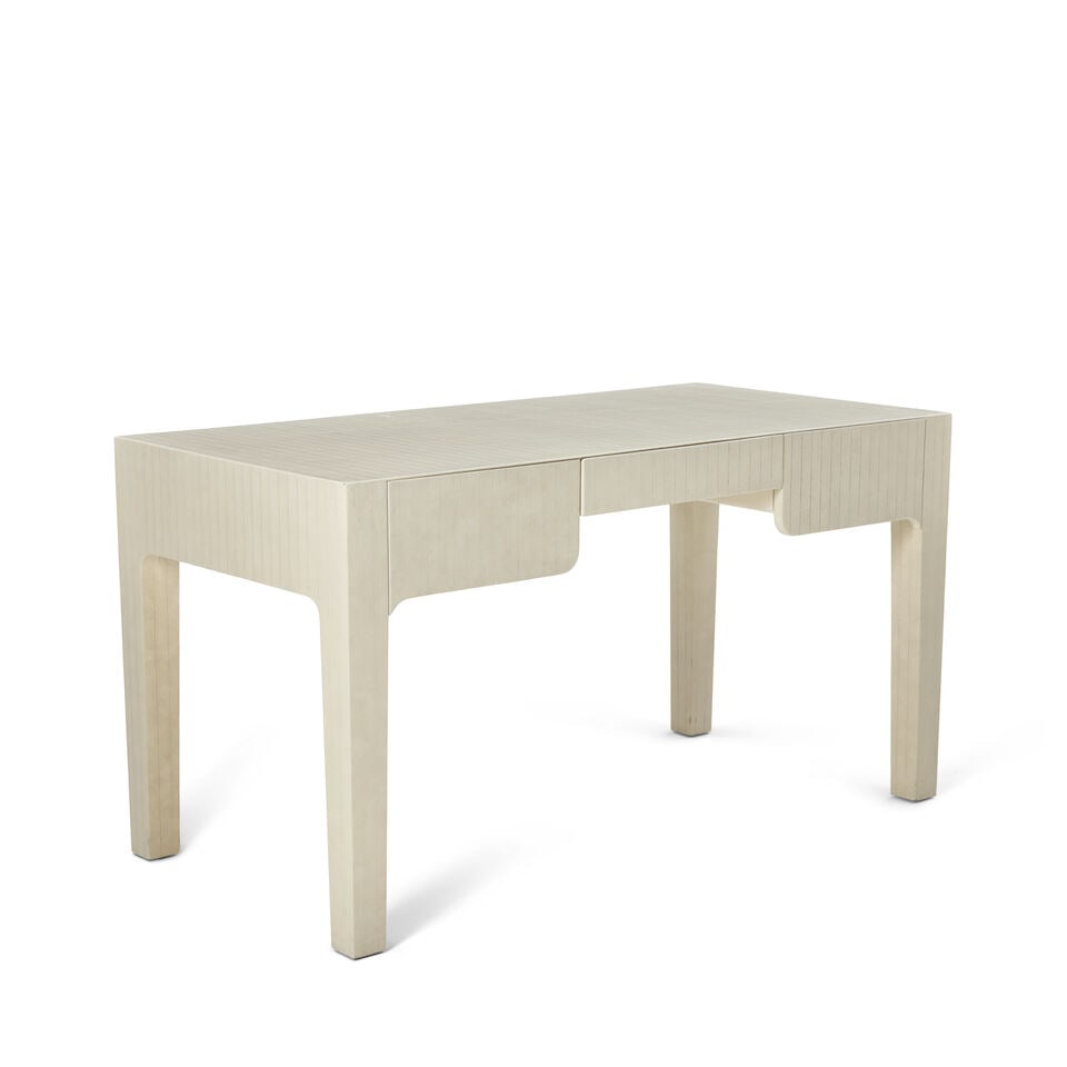 KARL SPRINGER (1931-1991) 'Chinese Parson Style Desk'dated 1983scored and lacquered leather, pai... - 3