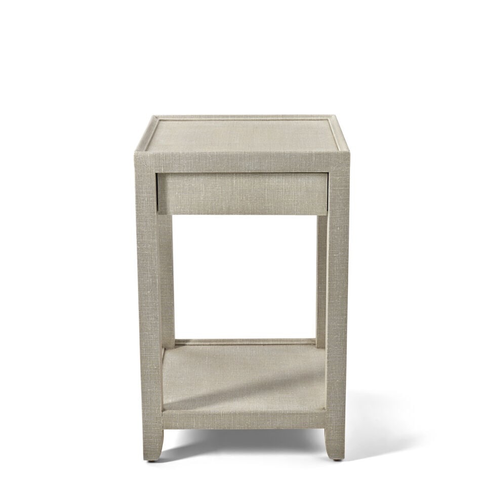 LOBEL ORIGINALS (1998-2025) Side Tableearly 21st centurywood, lacquered linen, single drawer, ma... (1 of 3)