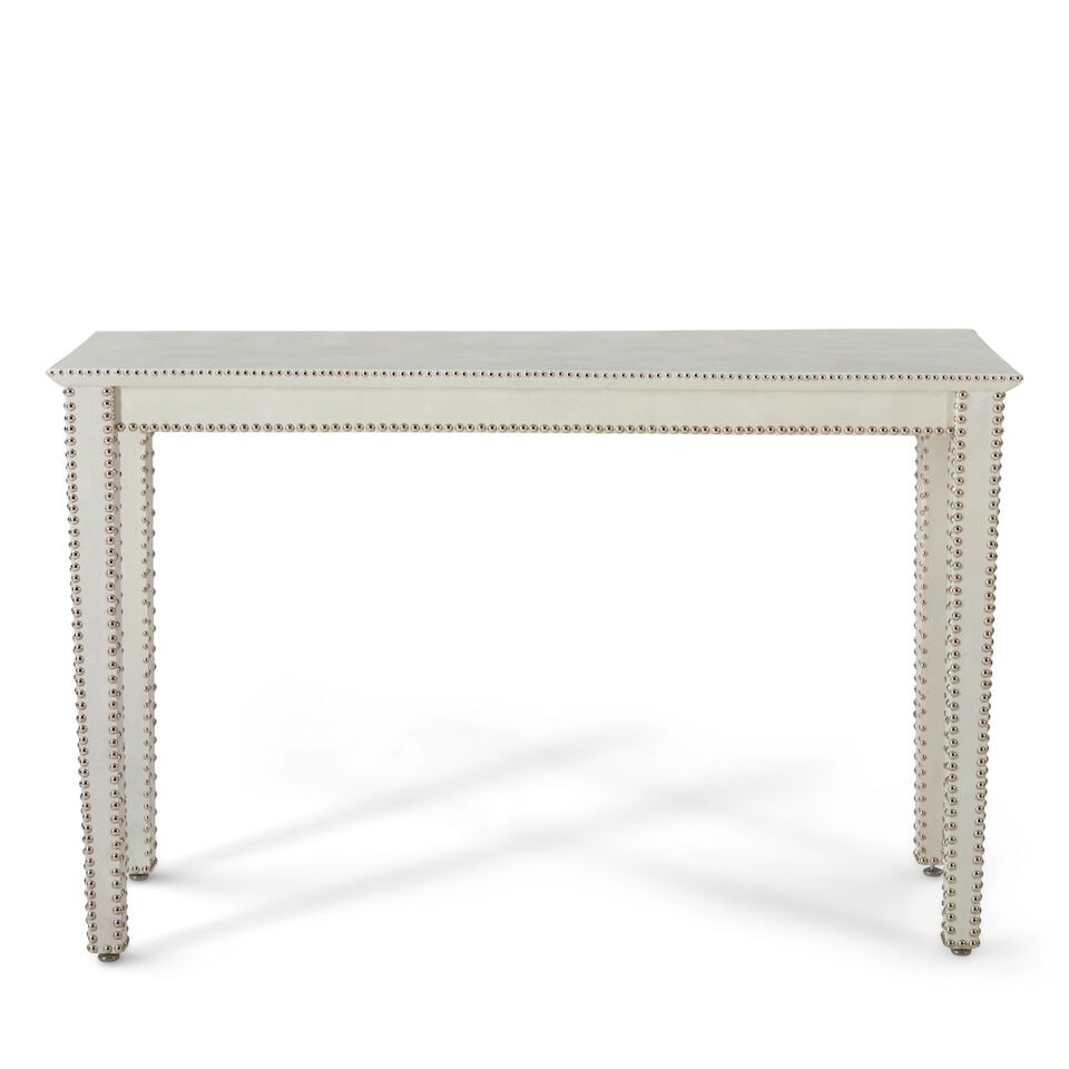 LOBEL ORIGINALS (1998-2025) Console Tablecirca 2010leather, wood, chromed upholstery tacks, make... (1 of 2)