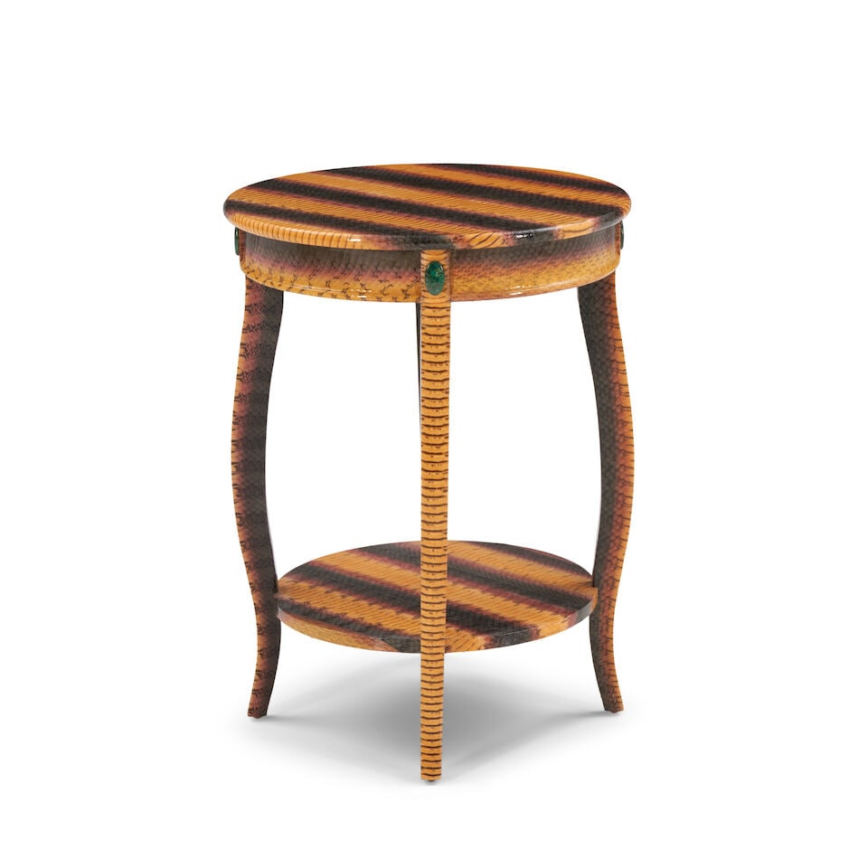 LOBEL ORIGINALS (1998-2025) Side Tableearly 21st centurywood, plywood, cobra snakeskinmaker's me... (1 of 2)