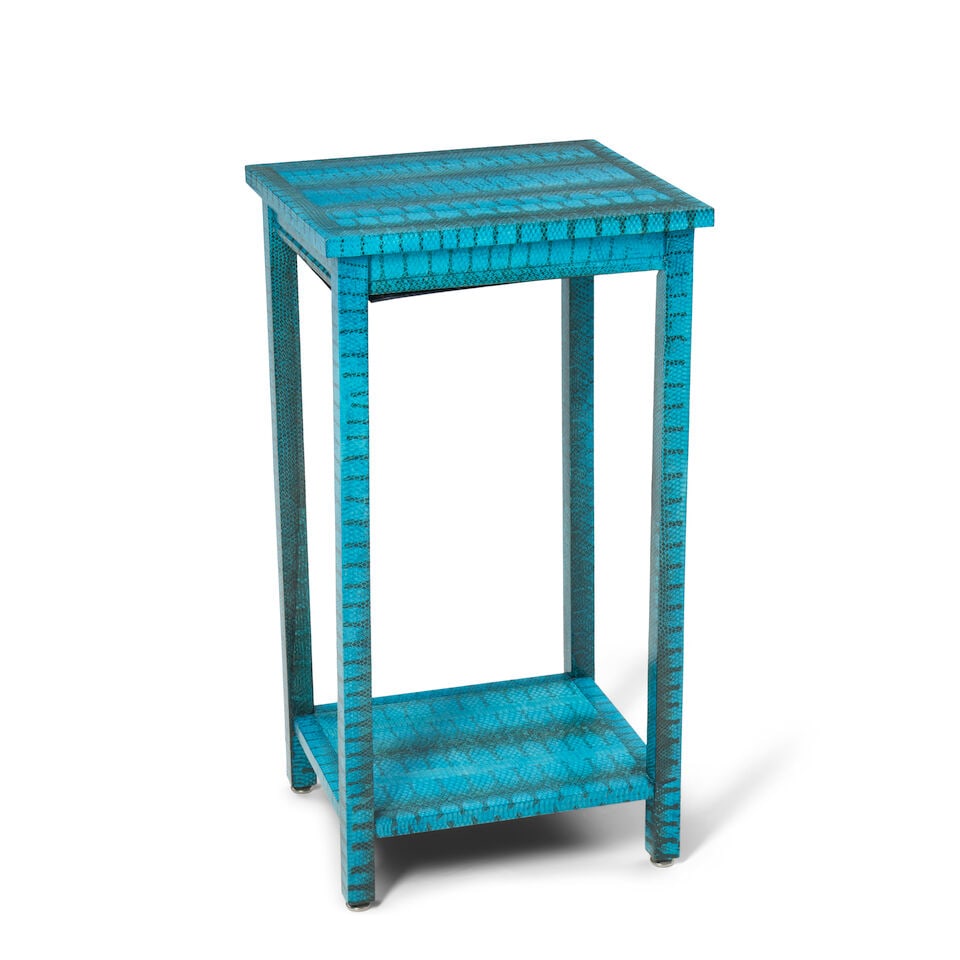 LOBEL ORIGINALS (1998-2025) Side Tableearly 21st centurywood, plywood, cobra snakeskin, maker's ... (1 of 2)