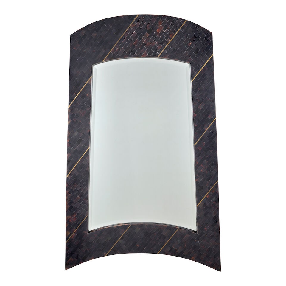 MAITLAND-SMITH LTD (FOUNDED 1979) Mirror1970stessellated ox horn, brass, beveled mirror glass, w... (1 of 1)