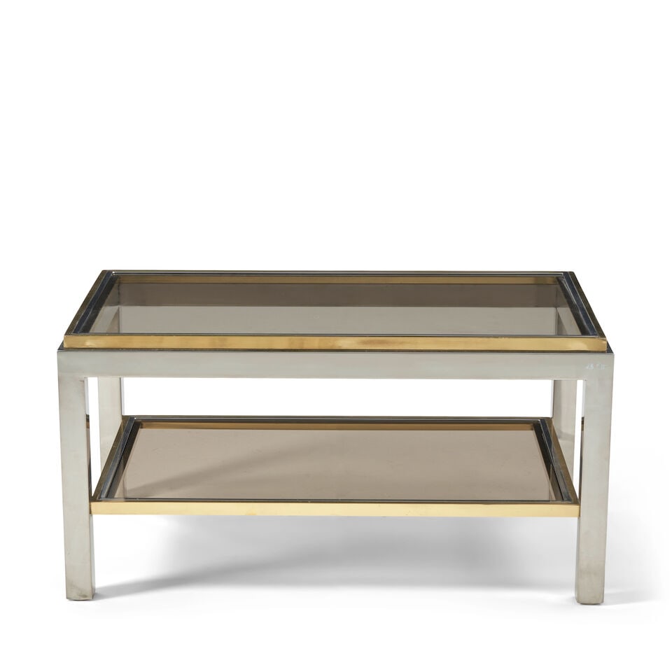 WILLY RIZZO (1928-2013) 'Flaminia' Coffee Table1970schrome, brass, smoked glass, signed 'Willy R... (1 of 2)