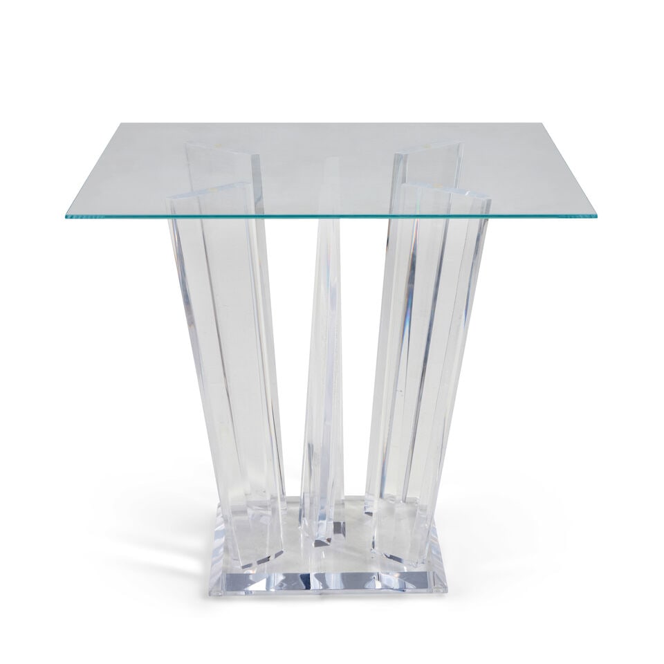 MODERNIST Sculptural Side Table1970sLucite, glass, unmarkedheight 21 1/8in; depth 24in; width 24in - 2