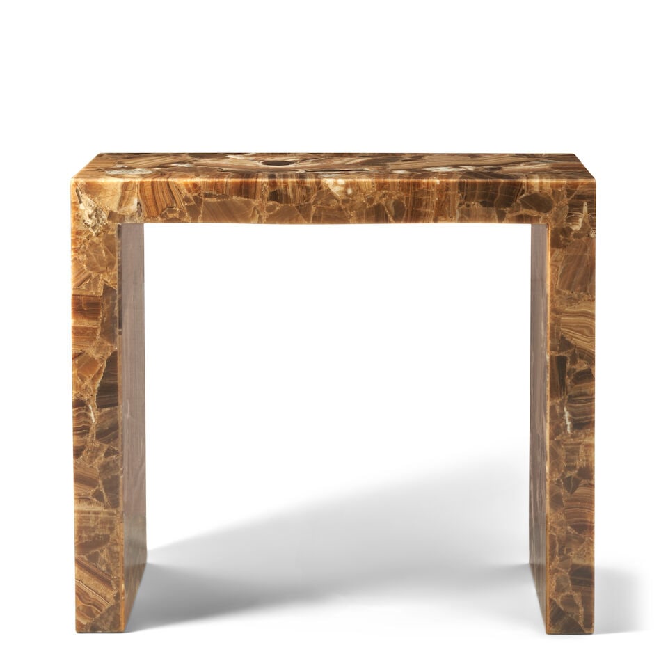 MODERNIST Console Table1970spolished tessellated onyx, resin, unmarkedheight 32 1/4in; width 36i... (1 of 2)