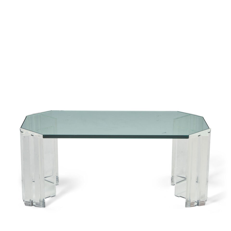 LES PRISMATIQUES (ACTIVE 1970S-1990S) Coffee Table1970sLucite, glass, mark 'Les Primatiques' and... - 2