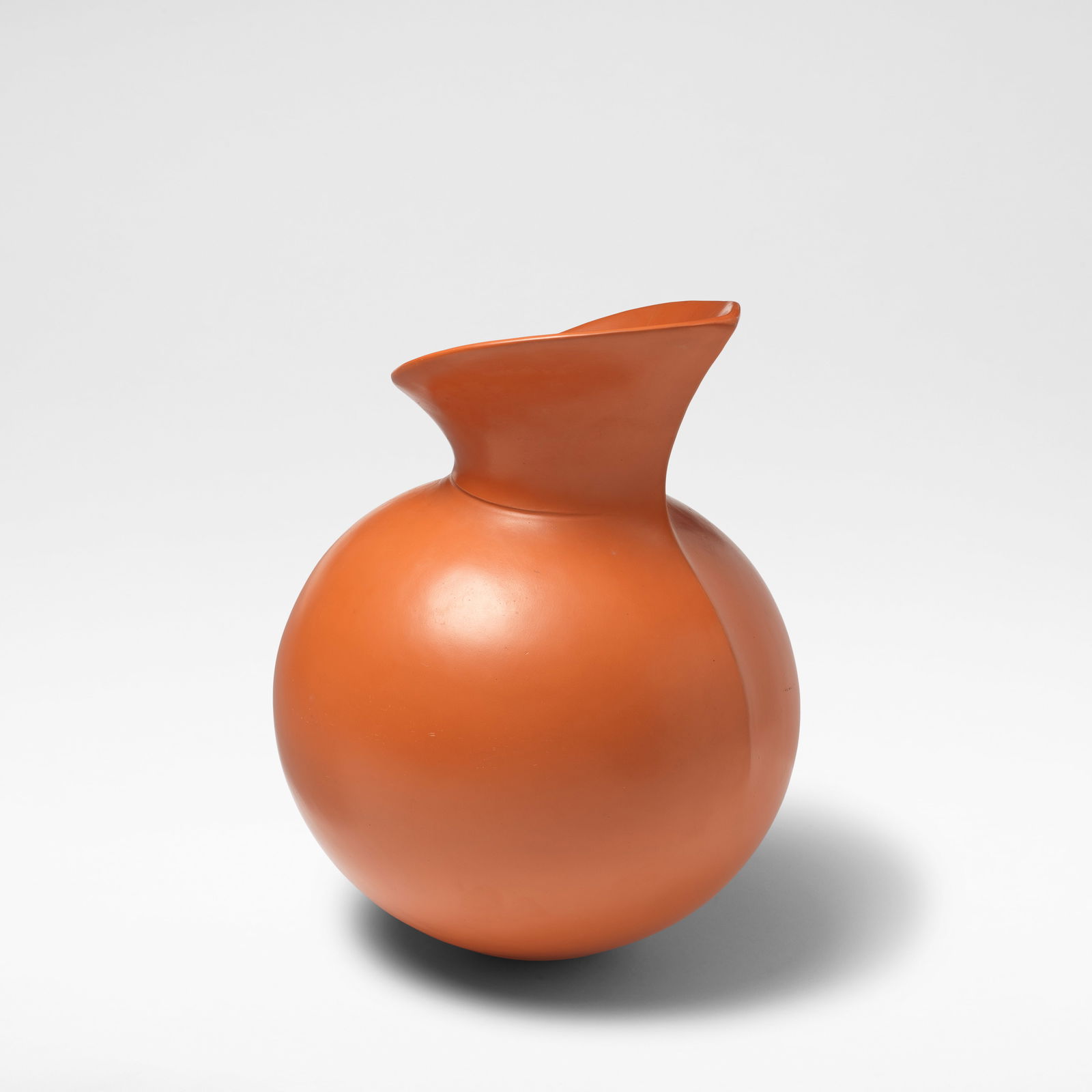 Magdalene Odundo Vessel, 1983: Magdalene Odundo Vessel, 1983 Coiled earthenware, of globular form, the neck with a central vertical ridge and horizontal rib around the join. 31 cm high, 22.5 cm diameter Incised signature and dated