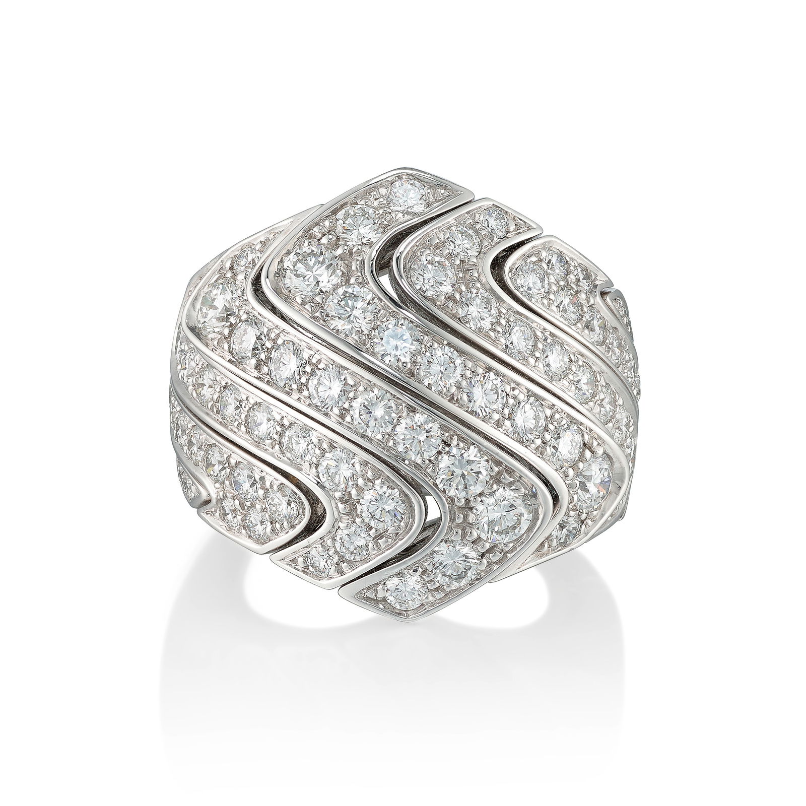 CARTIER: AN 18K WHITE GOLD AND DIAMOND 'WAVES' RING (1 of 1)