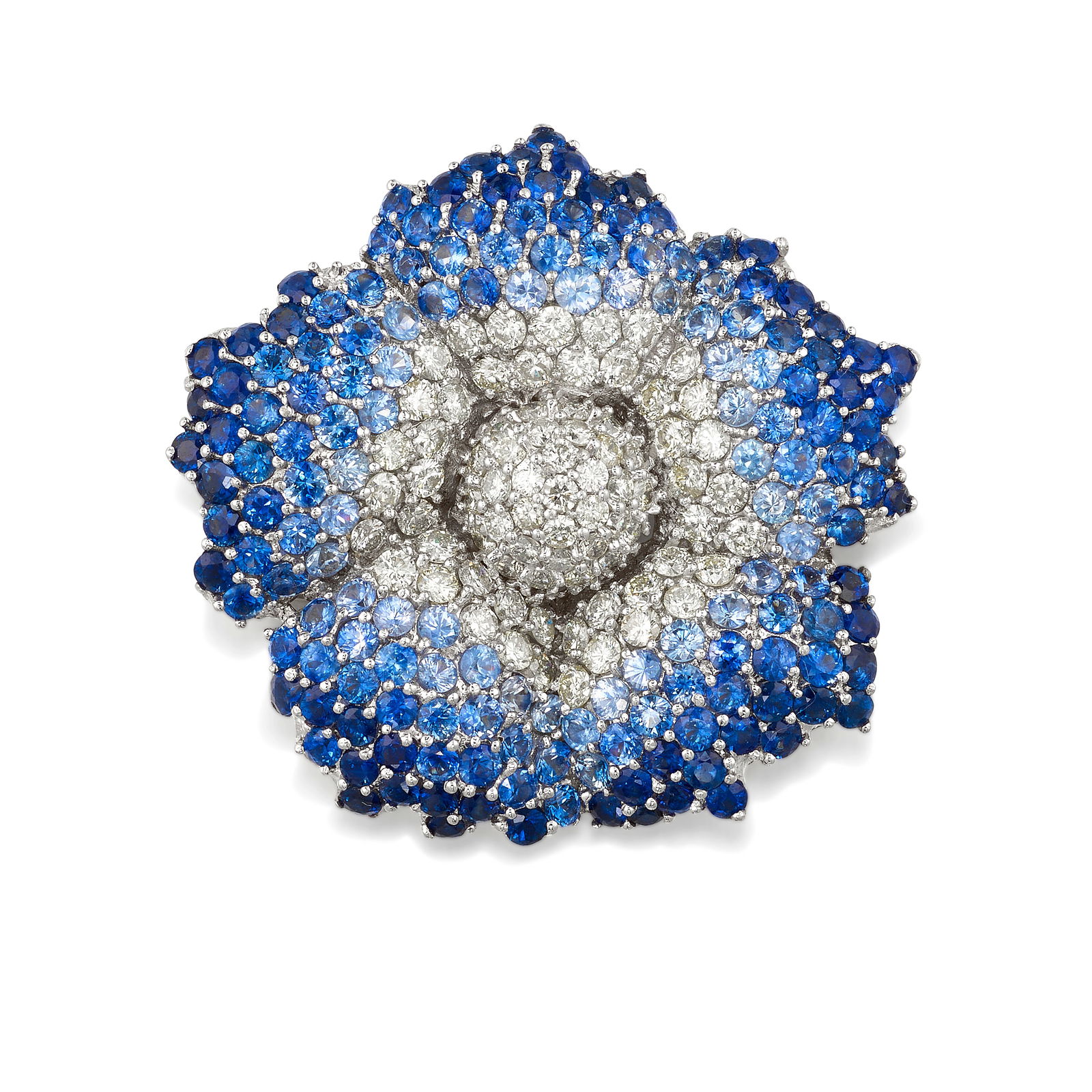 AN 18K WHITE GOLD, SAPPHIRE AND DIAMOND PENDANT BROOCH (1 of 1)