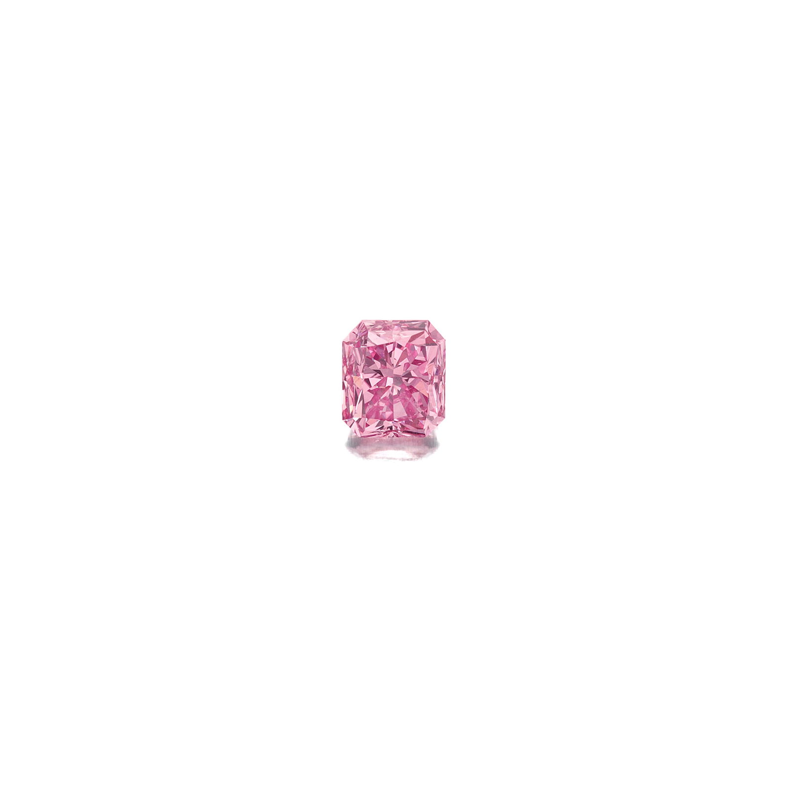 AN UNMOUNTED FANCY INTENSE PINK DIAMOND: AN UNMOUNTED FANCY INTENSE PINK DIAMONDA cut-cornered rectangular, modified brilliant-cut, Fancy Intense Pink diamond, weighing 0.33 caratFootnotes:Accompanied by GIA Report 2195757485, dated October