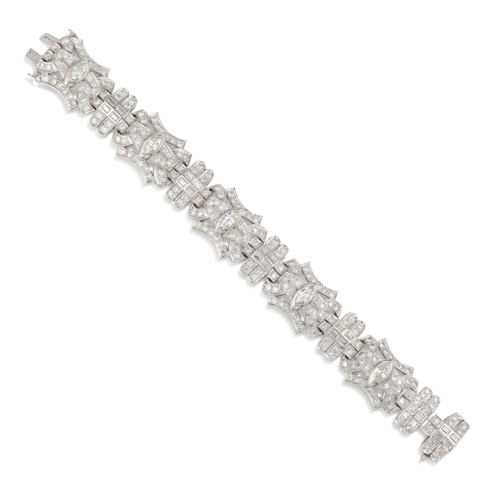 A PLATINUM AND DIAMOND BRACELET (1 of 1)