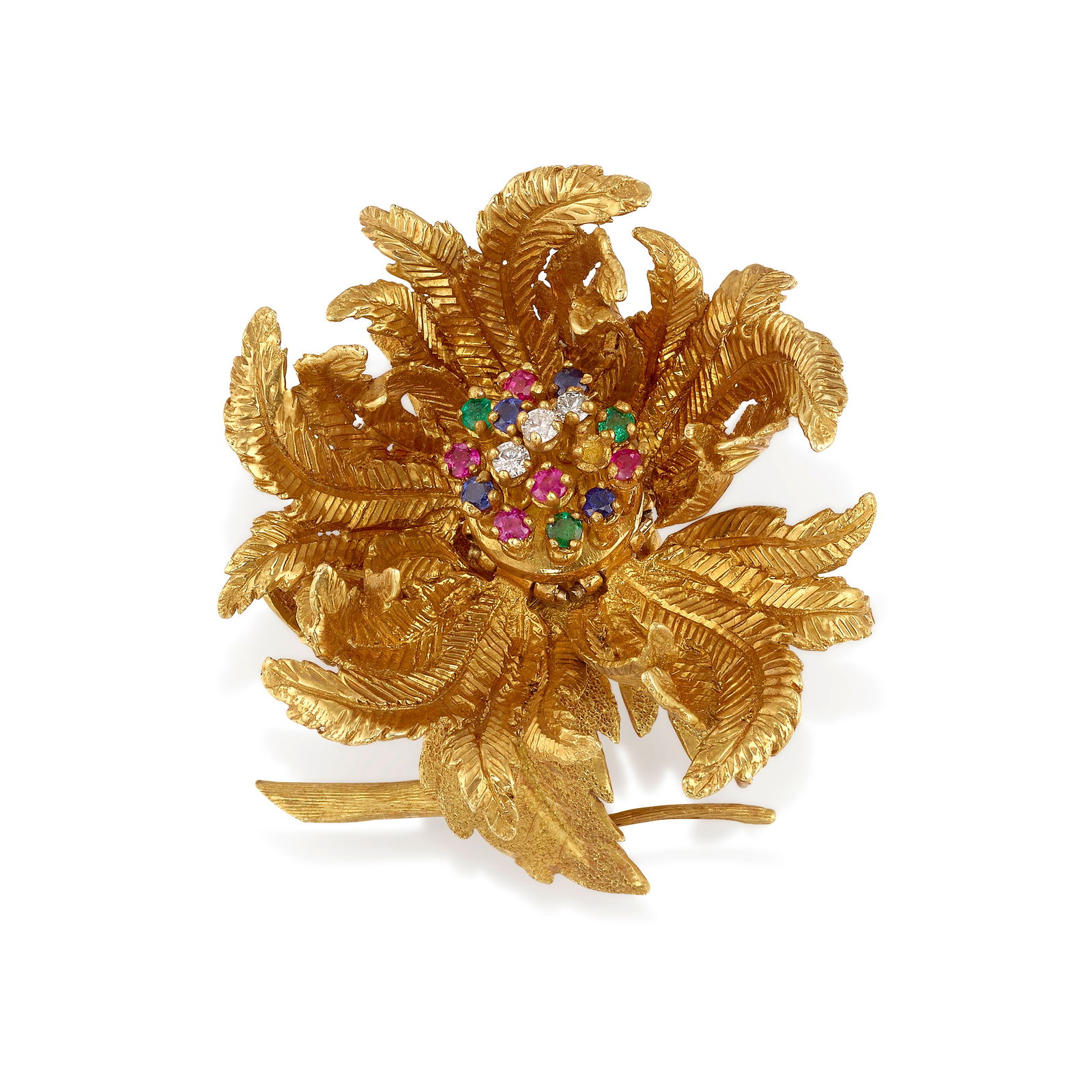 AN 18K GOLD, DIAMOND AND GEM-SET 'EN TREMBLANT' CLIP BROOCH (1 of 1)