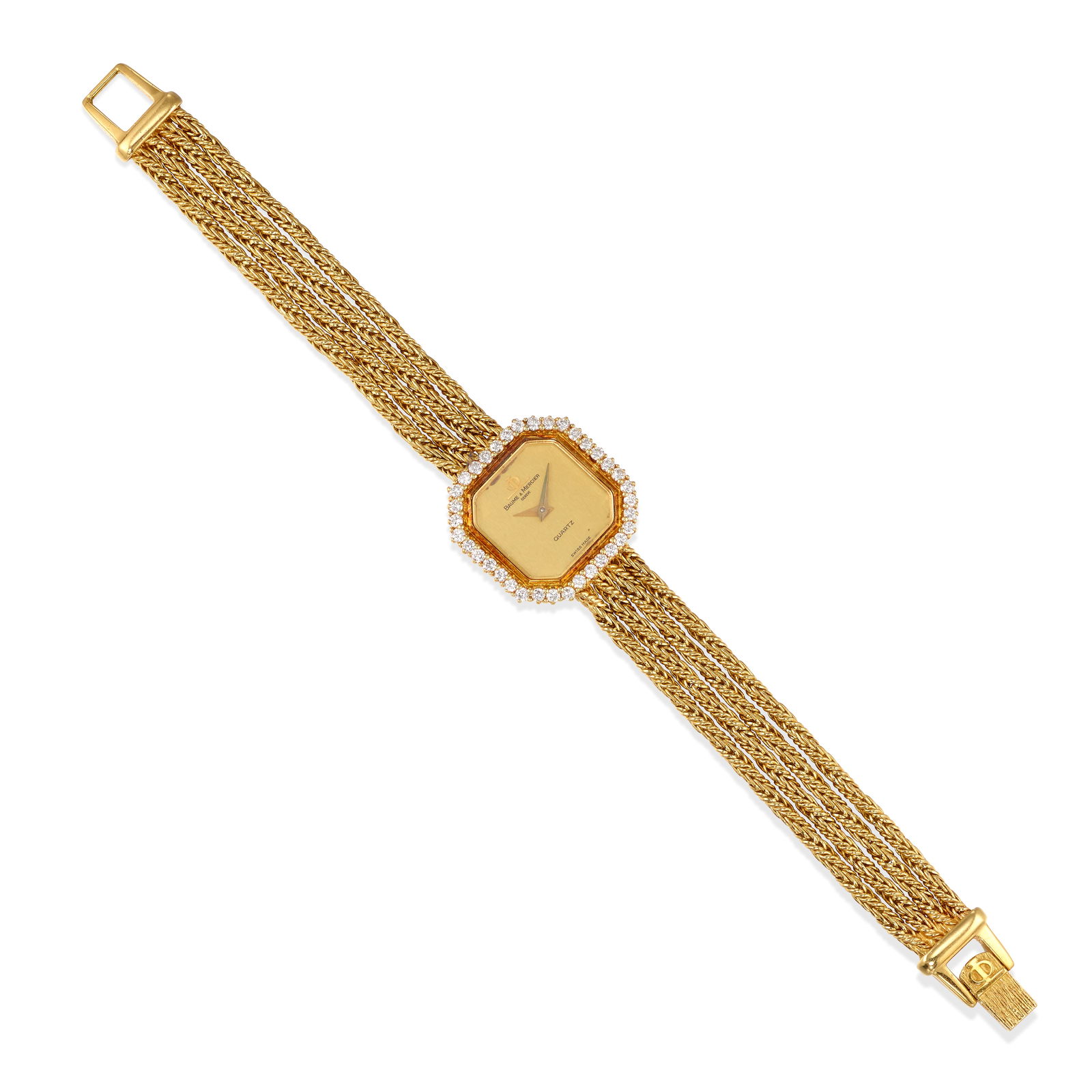 BAUME & MERCIER: A 14K GOLD AND DIAMOND WRISTWATCH (1 of 1)