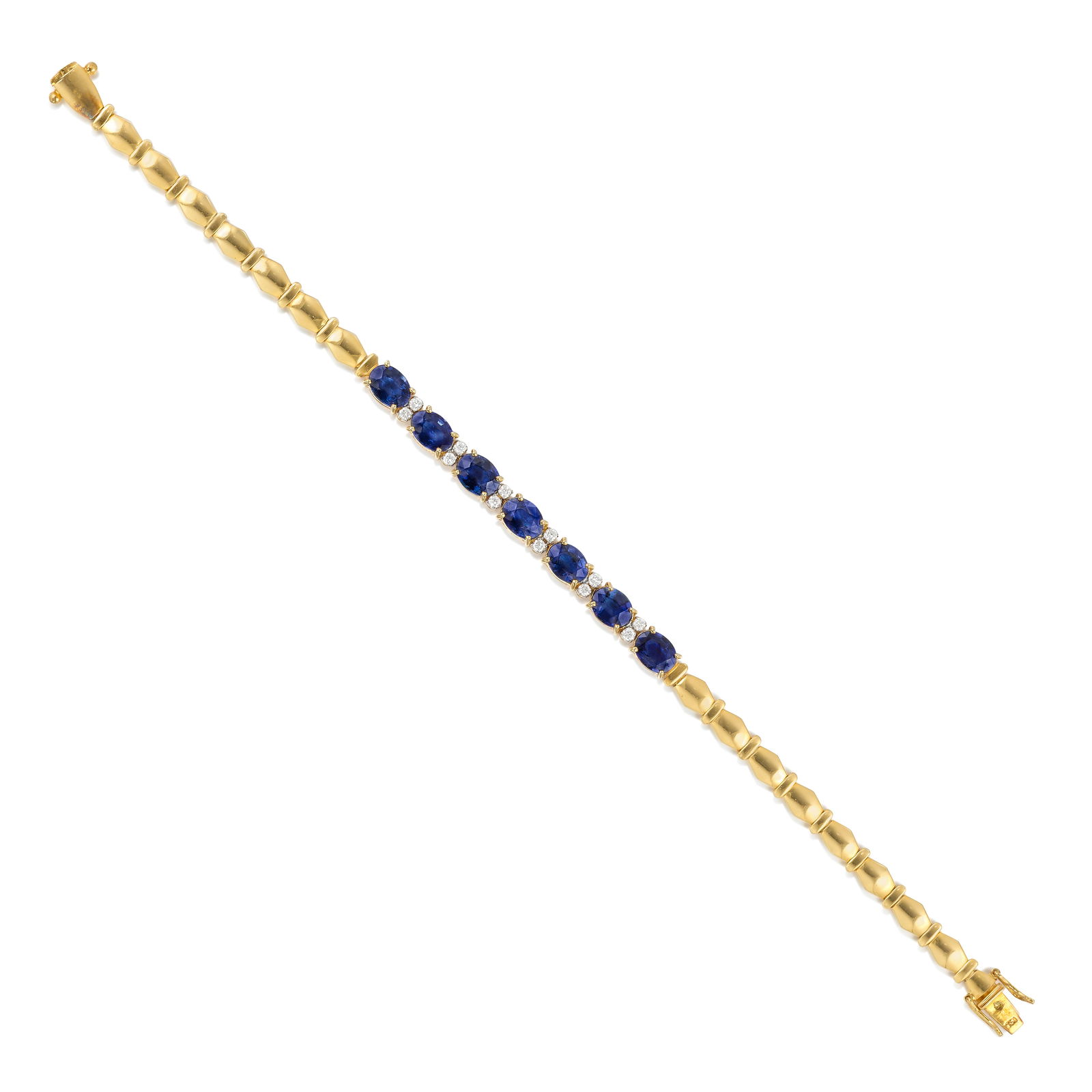 AN 18K GOLD, SAPPHIRE AND DIAMOND BRACELET (1 of 1)