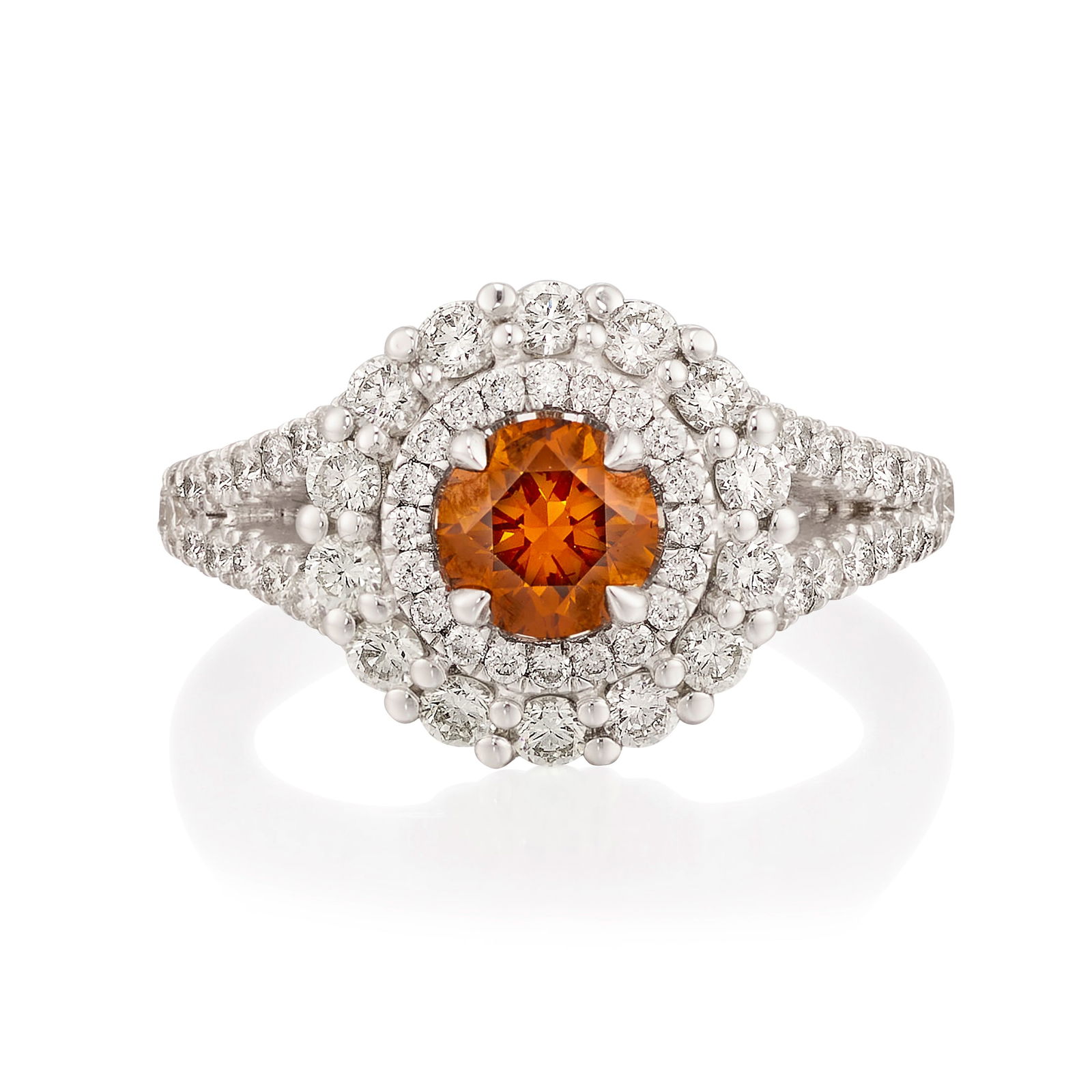 AN 18K WHITE GOLD, FANCY DEEP BROWNISH YELLOWISH ORANGE DIAMOND AND DIAMOND RING (1 of 1)