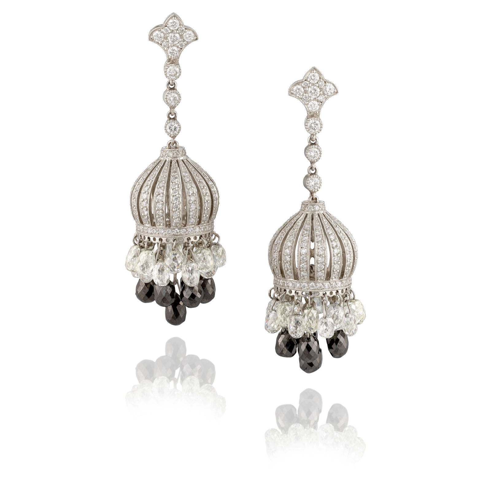 NEIL LANE: A PAIR OF PLATINUM, DIAMOND AND COLORED DIAMOND EARRINGS (1 of 1)
