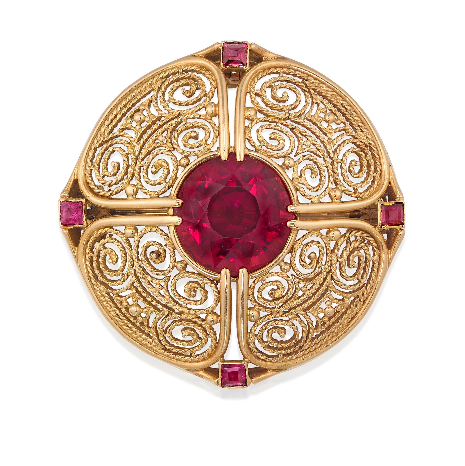 LOUIS COMFORT TIFFANY FOR TIFFANY & CO.: AN 18K GOLD AND TOURMALINE PENDANT BROOCH, CIRCA 1911 (1 of 1)