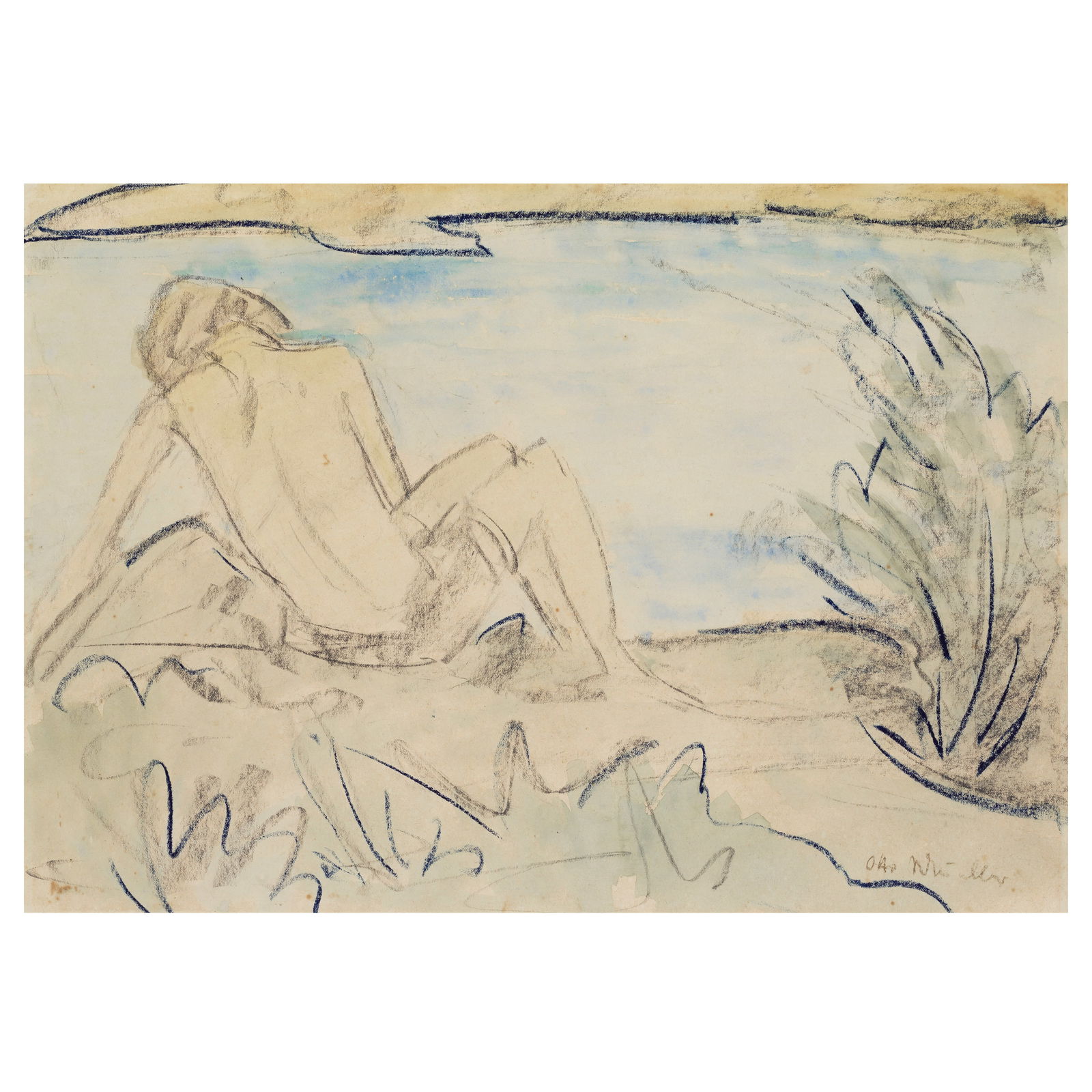 OTTO MUELLER (1874-1930) Sitzender Akt in Landschaft (1 of 1)