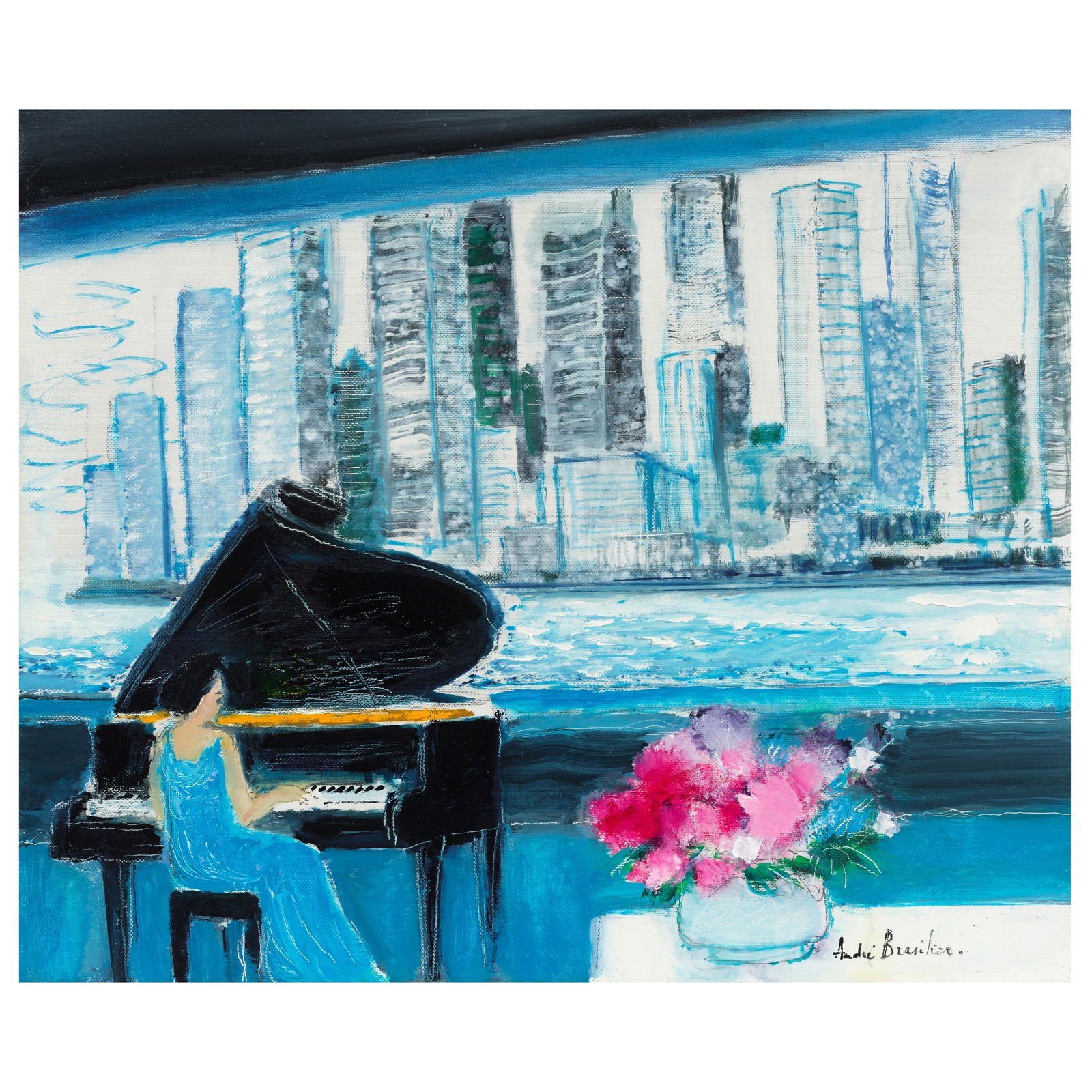 ANDRÉ BRASILIER (B. 1929) Piano à New York (Painted in 2013): ANDRÉ BRASILIER (B. 1929) Piano à New York signed 'André Brasilier.' (lower right); signed, inscribed and dated 'Piano à New York. André Brasilier 2013' and further inscribed