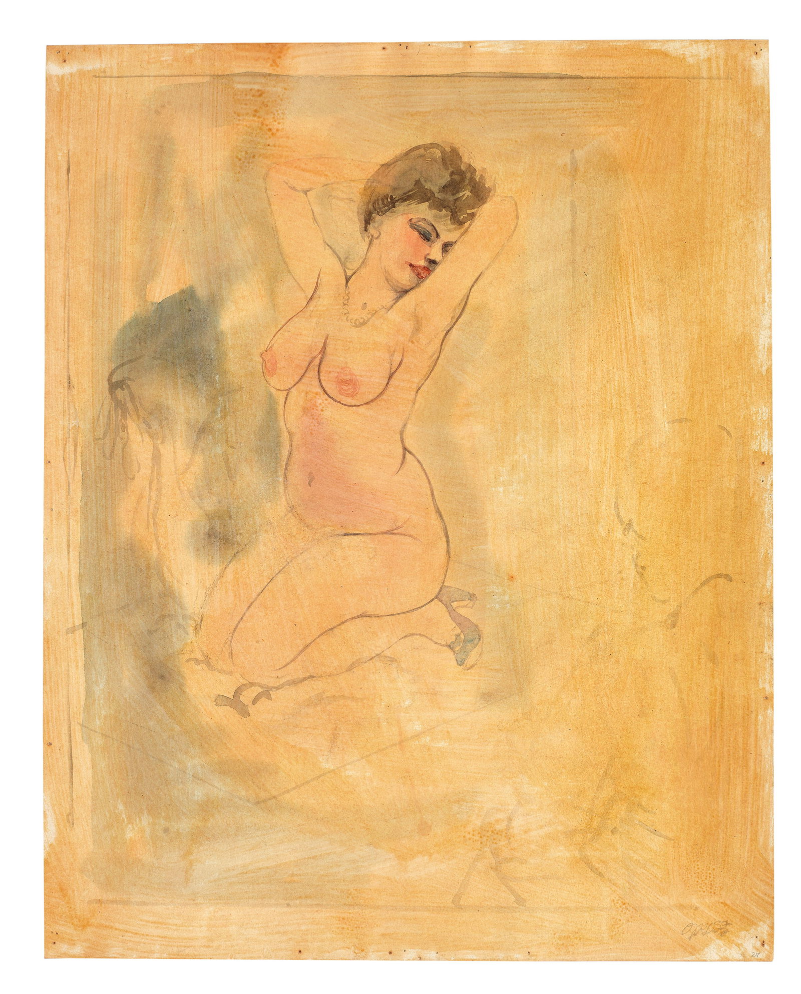 GEORGE GROSZ (1893-1959) Artist and model (recto); Lovers (verso) (Executed in 1941) (1 of 1)