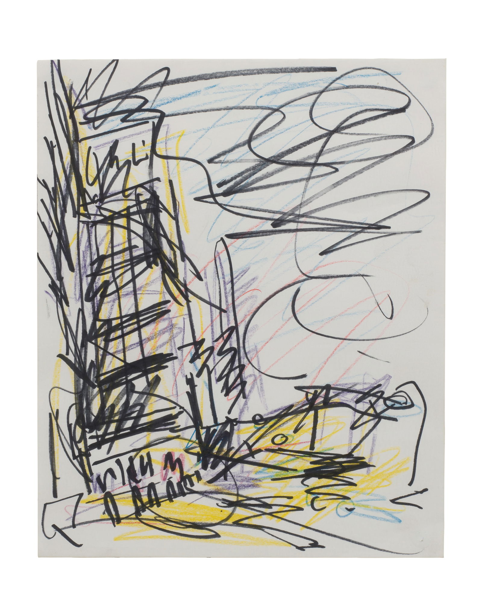 FRANK AUERBACH (1931-2024) Study for Mornington Crescent, Night (Executed in 1988-1989): FRANK AUERBACH (1931-2024) Study for Mornington Crescent, Night marker pen and crayon on paper 35.8 x 29.6cm (14 1/8 x 11 5/8in). Executed in 1988-1989 Footnotes: Provenance